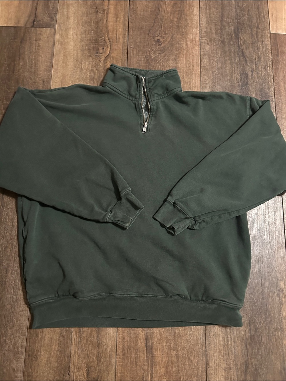 Brandy Melville Dark Green Missy Quarter Zip Oversized Sweatshirt